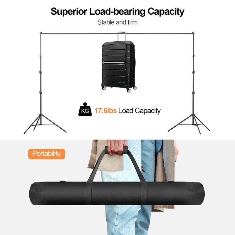 GLOSHOOTING Photo Backdrop Stand, 8.5 x 10 ft Back Drop Adjustable Stands, Photography Background Support System Kit with Carry Bag, Clips and Clamps for Photo Video Studio, Parties, Wedding - Image 2